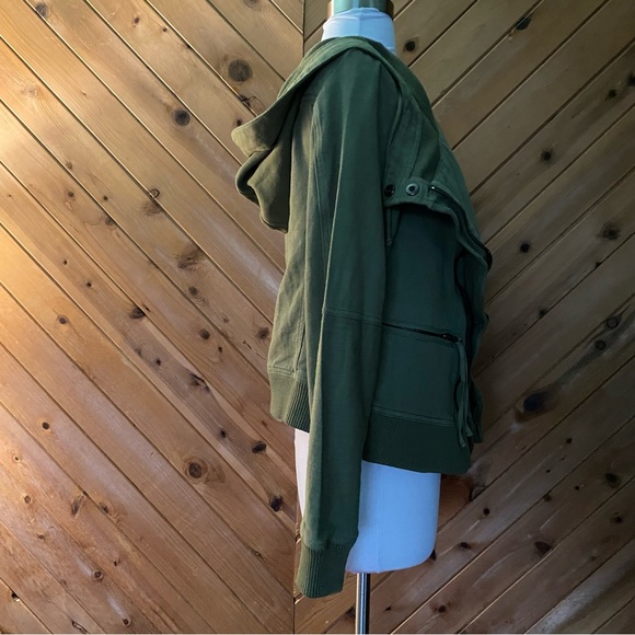 Free People Carmen Cotton Moto Jacket Hooded Green NWT Size Small - Picture 14 of 14